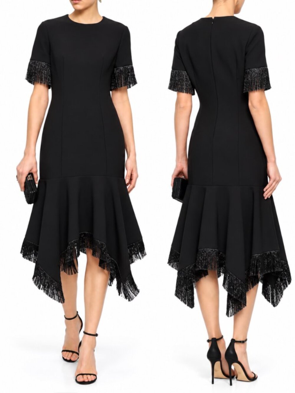 Sachin + Babi Valler Metallic Fringe-Trimmed Midi Dress